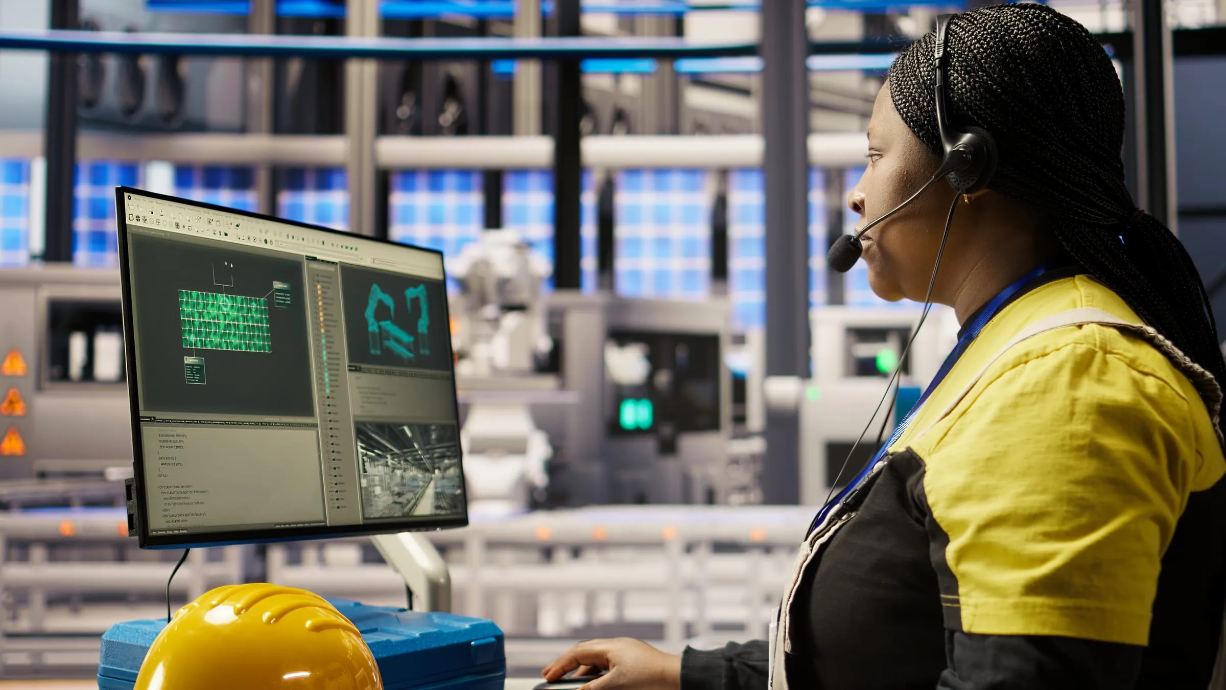 Operator in a modern manufacturing control room