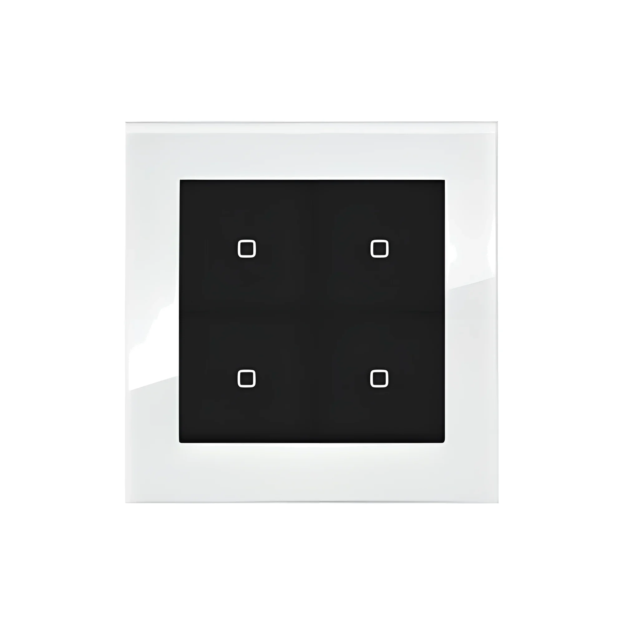 White glass frame with a black 4-key smart switch