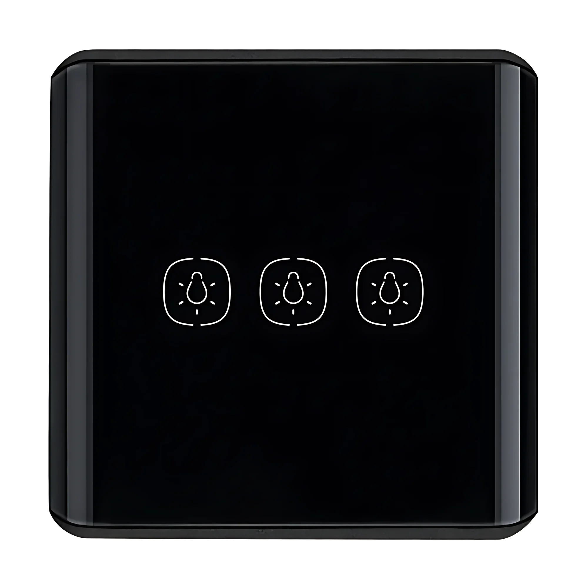 Black curved-glass 3-gang smart touch switch