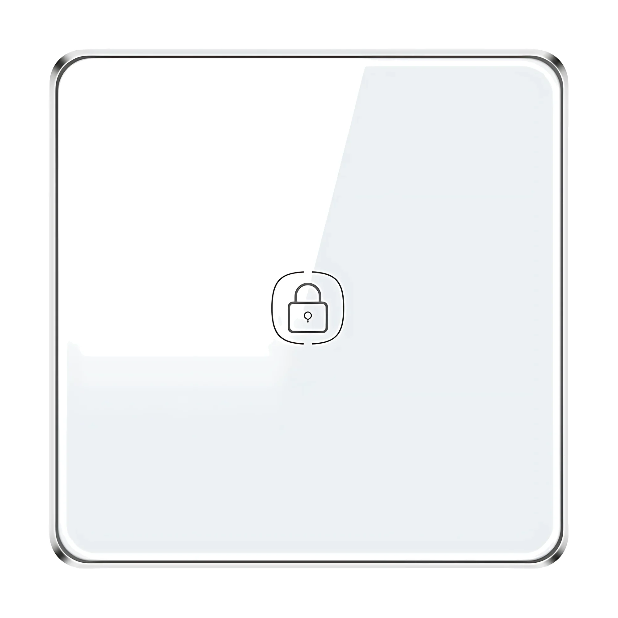 White curved-glass 1-key access switch with lock icon