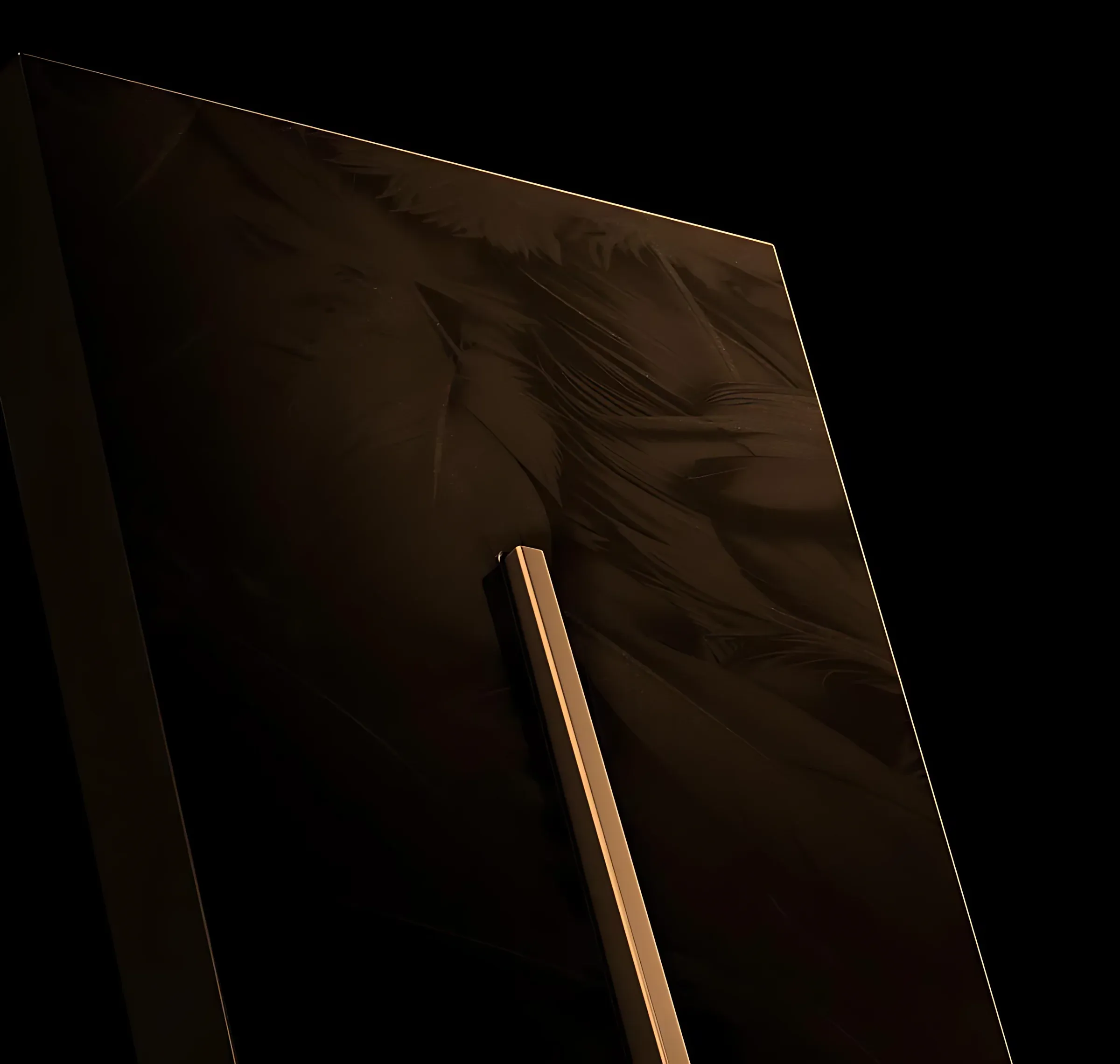Signature panels in a dark studio setting
