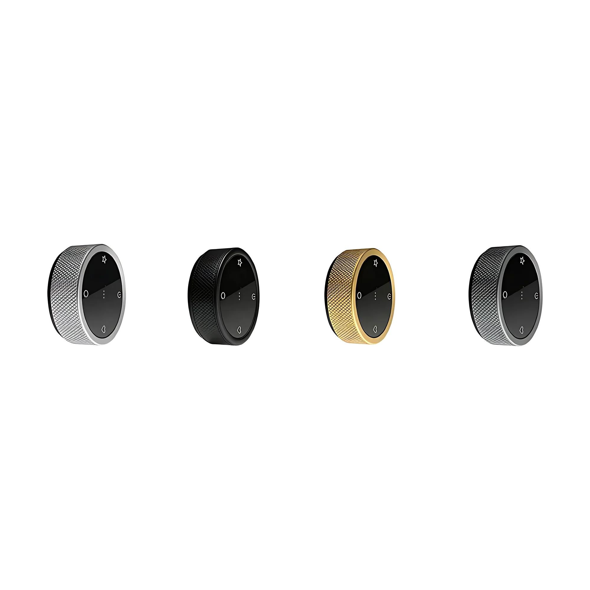 Wireless scene knobs in silver, black and gold