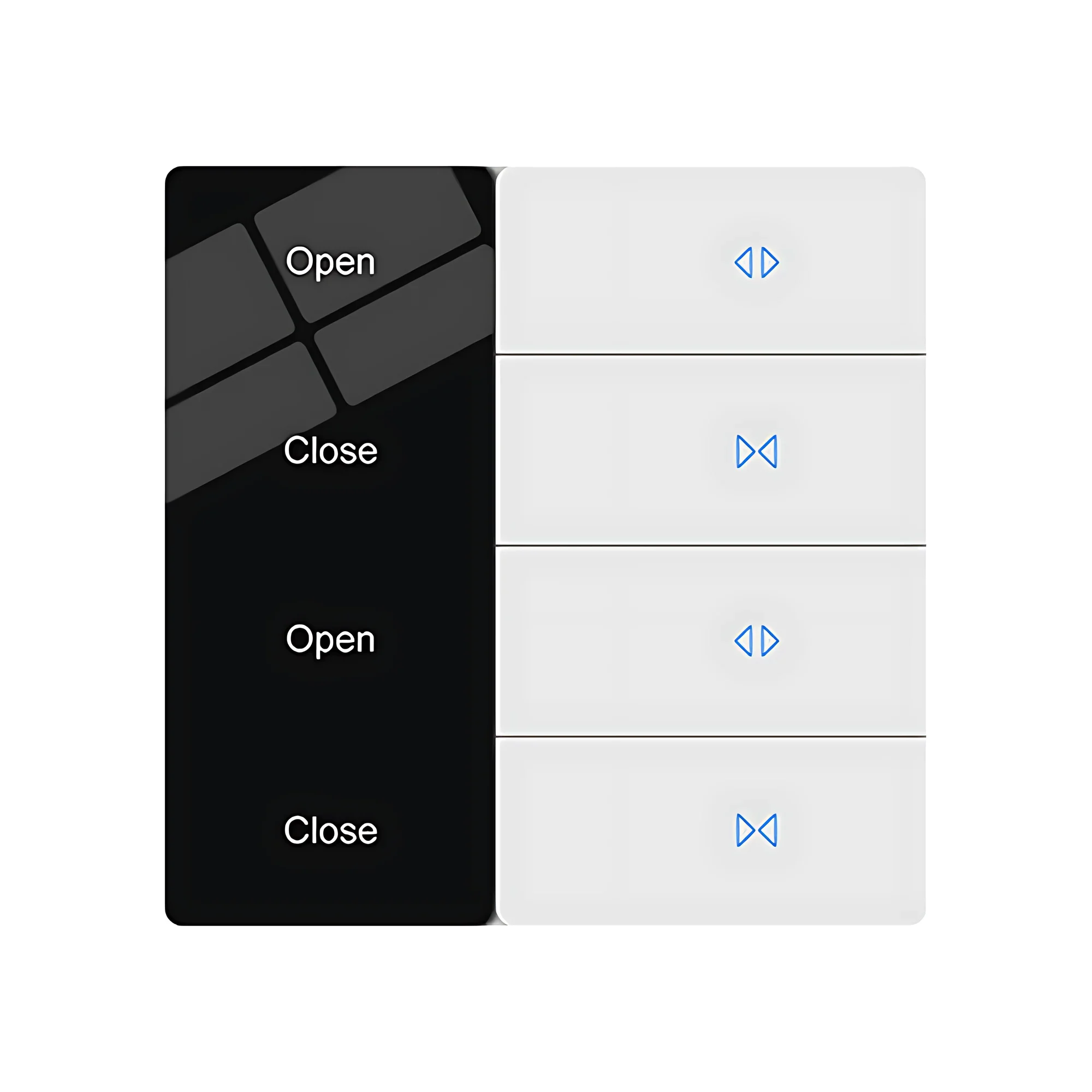 Two-tone smart curtain panel with open and close keys for two curtains