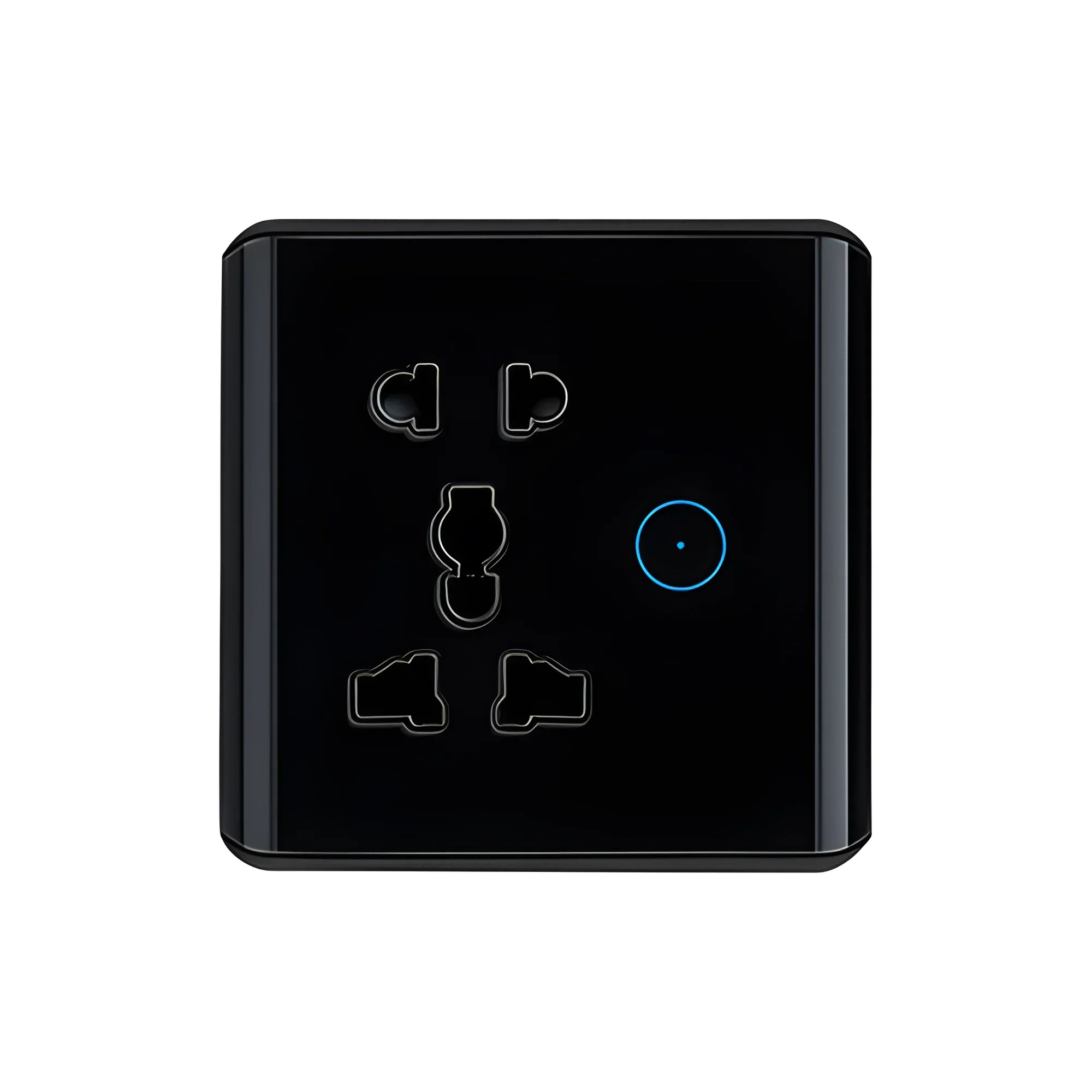 Black glass universal socket with a touch power key