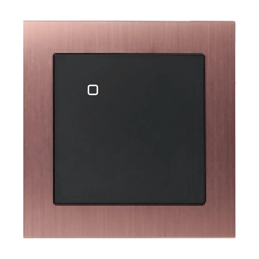 Copper brushed-metal frame with a black 1-key smart switch