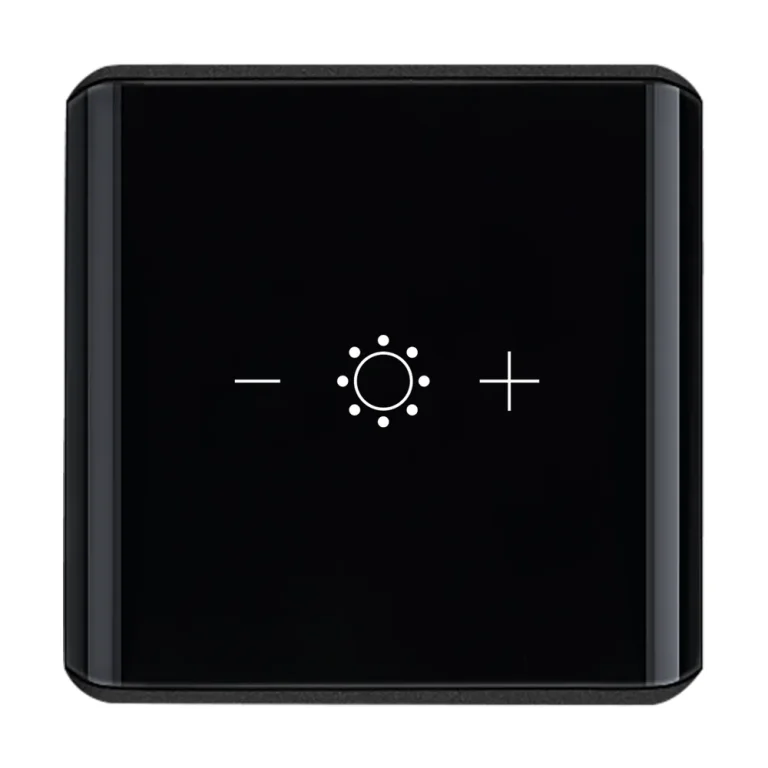 Black curved-glass touch dimmer with plus and minus keys