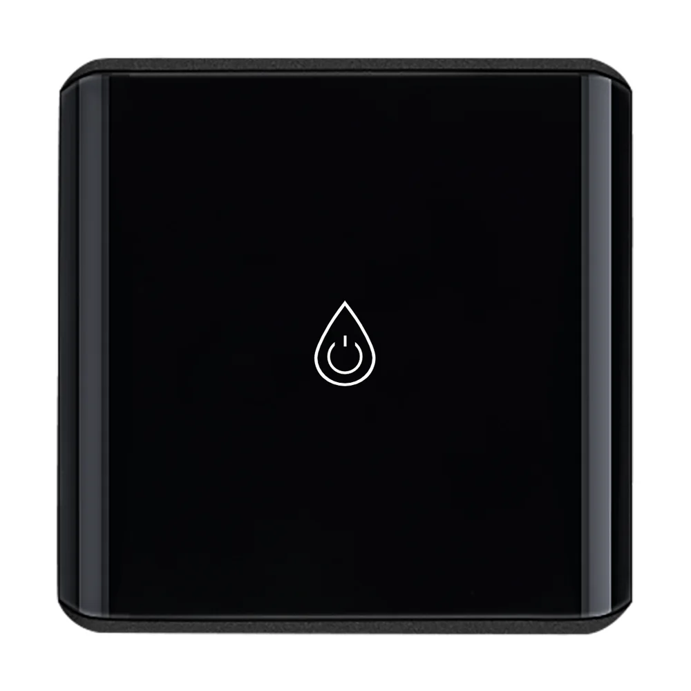 Black curved-glass 30 amp smart switch for an electric geyser