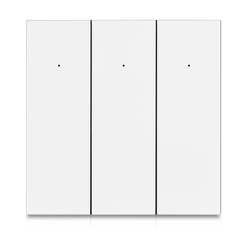 White flat push-button 3-gang smart switch