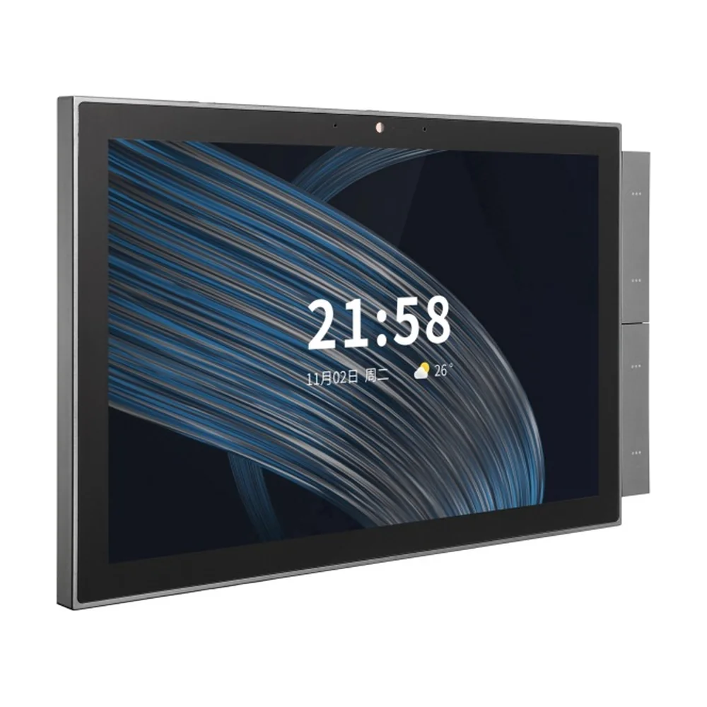 Wall-mounted 10-inch smart home control screen with clock